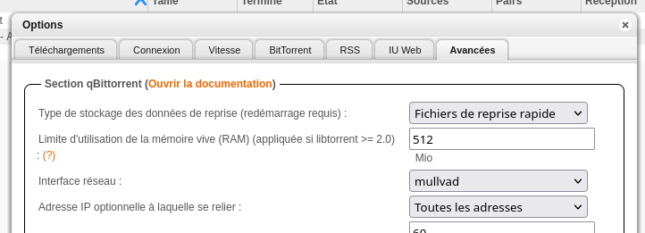 Configuration de l’interfaçe